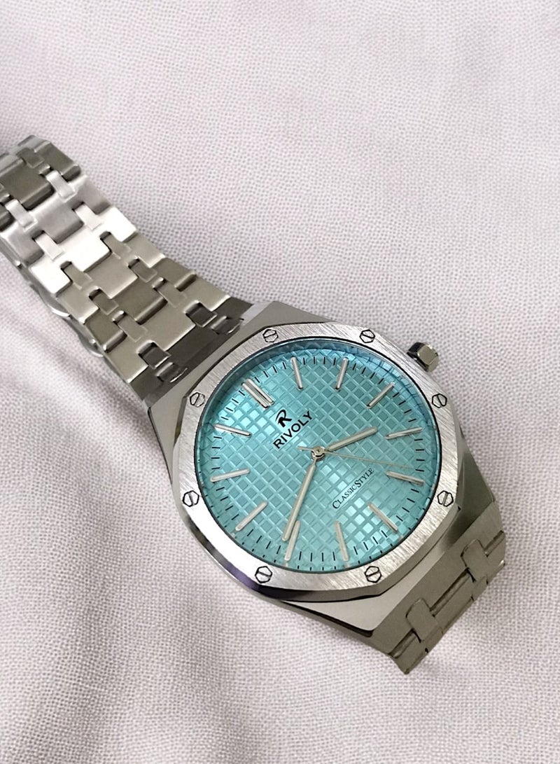 Rivoly Men's Stainless Steel Analog Quartz Watch, Easy to Read Fashion Design Waterproof Classic Luxury Big Face Wrist Watch - Image 4