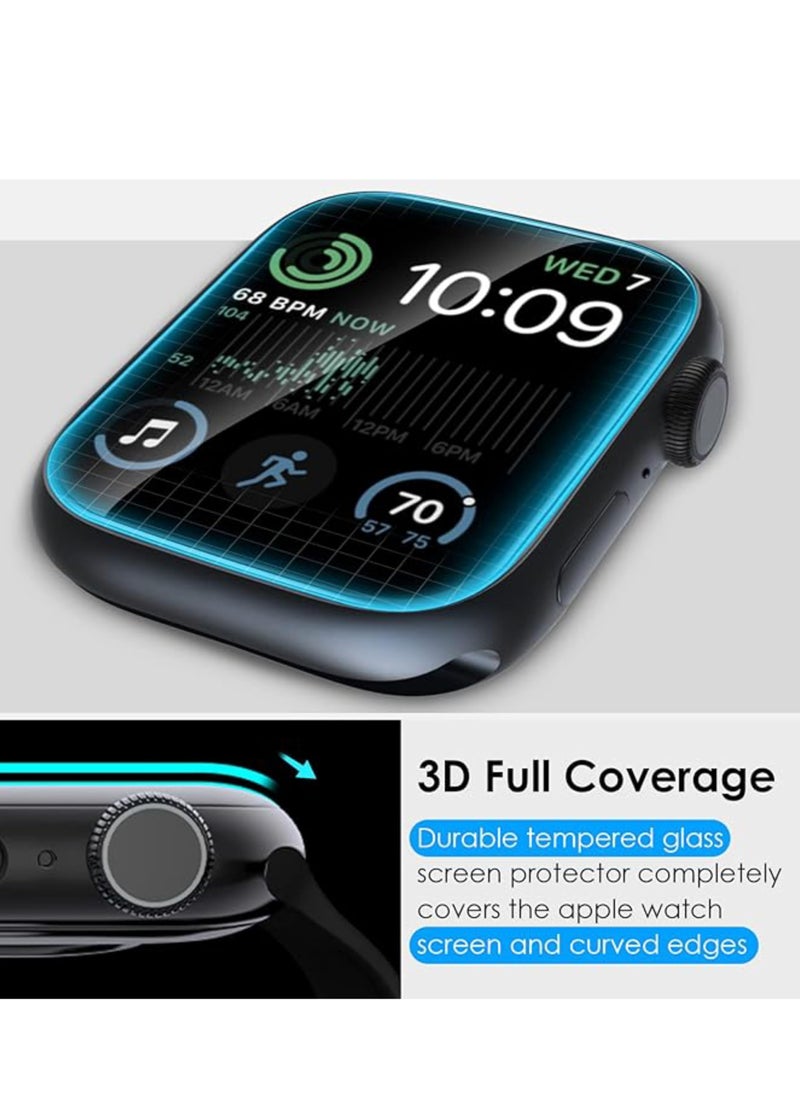 Generic 2 Pack for Apple Watch Series 9 Series 8/7 Screen Protector 41mm Tempered Glass 3D Full Coverage Waterproof Bubble-Free Anti-Scratch HD Clear Film for iWatch Series 9/8/7 41mm  - Image 4