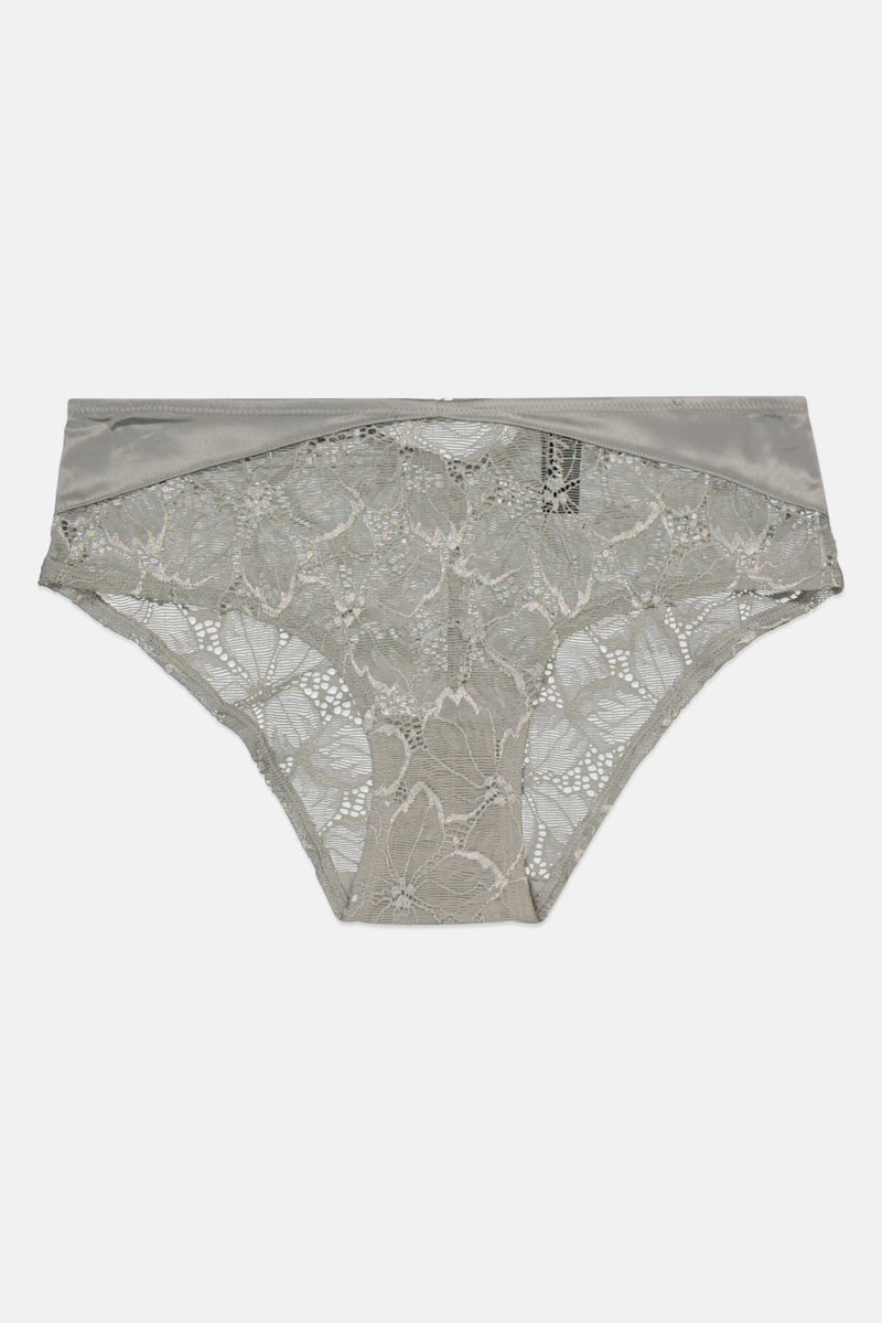Etam Women Lace Pull-On Short Panty, Light Sage Green - Image 1