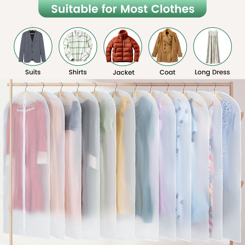 Carbrea 12 Pack Garment Bags for Hanging Clothes - Translucent Dress Bag for Closet Wardrobe Storage Travel - 24" x 57" - Image 3