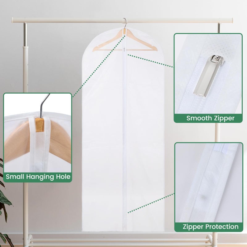 Carbrea 12 Pack Garment Bags for Hanging Clothes - Translucent Dress Bag for Closet Wardrobe Storage Travel - 24" x 57" - Image 4