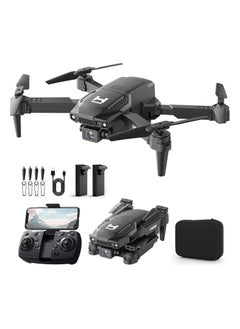 Mini Drone with Camera for Adults Beginner Kids, 1080P WiFi FPV, Foldable, 2 Batteries, One-Click Take Off/Landing, Altitude Hold Black