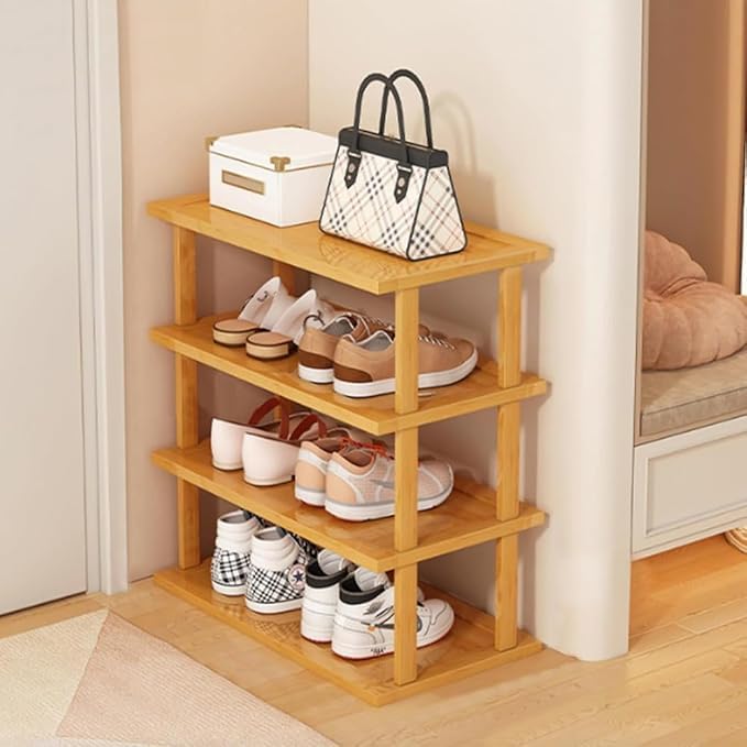 LINGWEI 4,5,6-Tier Bamboo Shoe Rack Organizer, 100% Natural Bamboo, Multi-Size Entryway Shoe Shelf for Home, Hallway & Closet – Space-Saving Durable Storage Stand (4-Floor) - Image 5