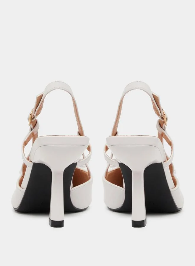 Styli Styli Bow Detail Pointed Toe Slingback Stiletto Heel Shoes