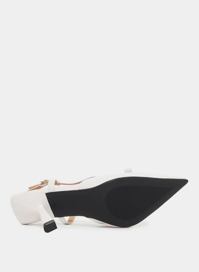 Styli Styli Bow Detail Pointed Toe Slingback Stiletto Heel Shoes