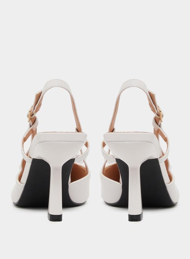 Styli Bow Detail Pointed Toe Slingback Stiletto Heel Shoes - Image 5