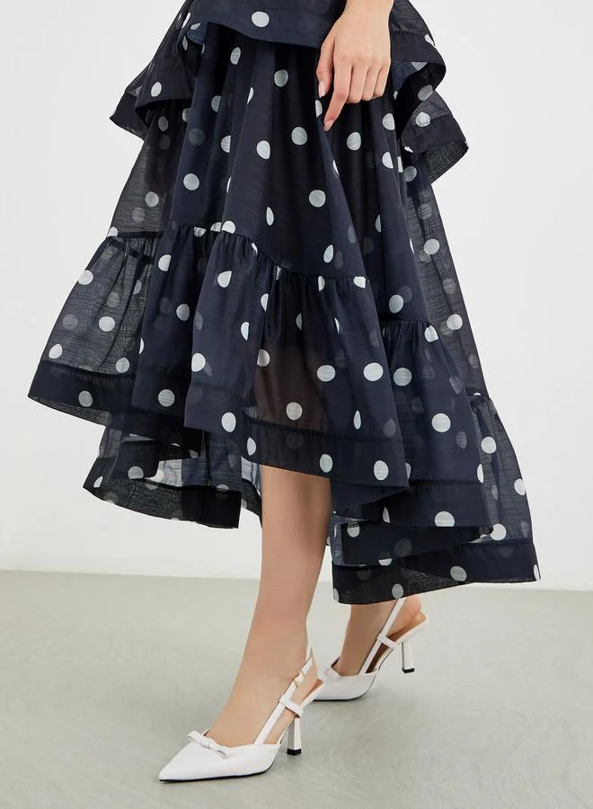 Styli Styli Bow Detail Pointed Toe Slingback Stiletto Heel Shoes