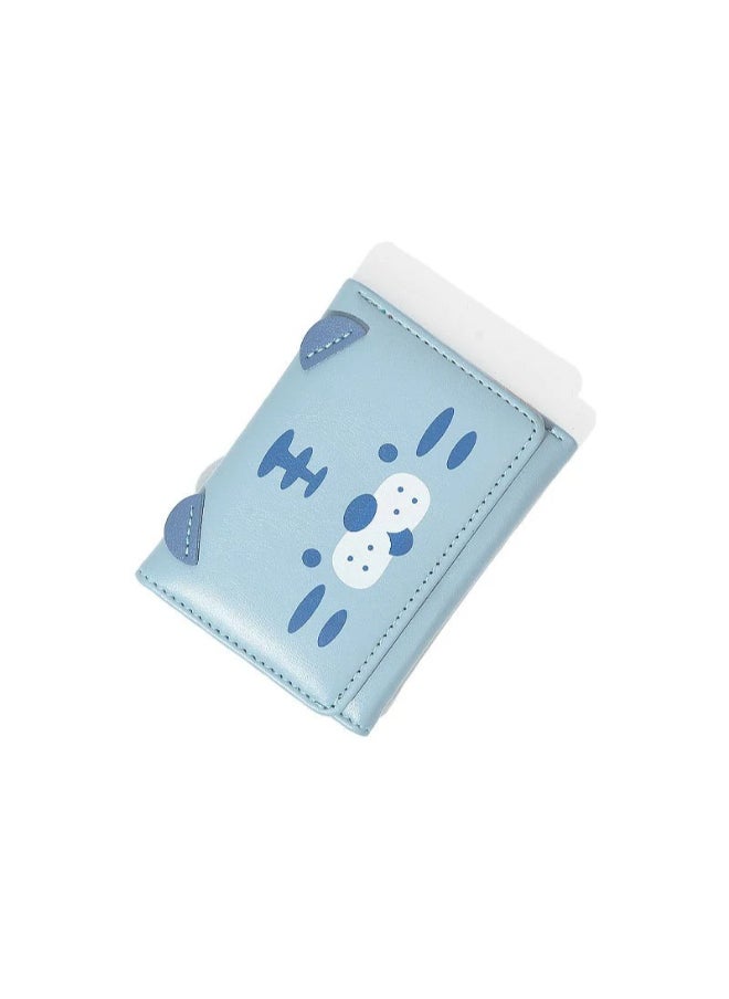 Generic Leather Flip Wallet & Card Holder with Multiple  Pockets Blue  - Image 1