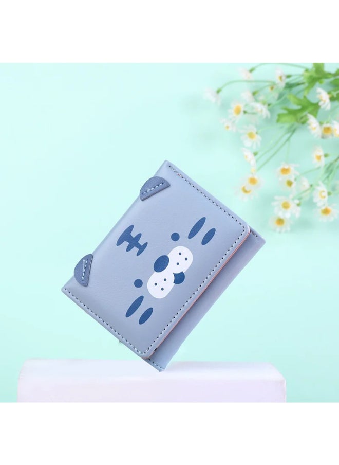Generic Leather Flip Wallet & Card Holder with Multiple  Pockets Blue  - Image 2