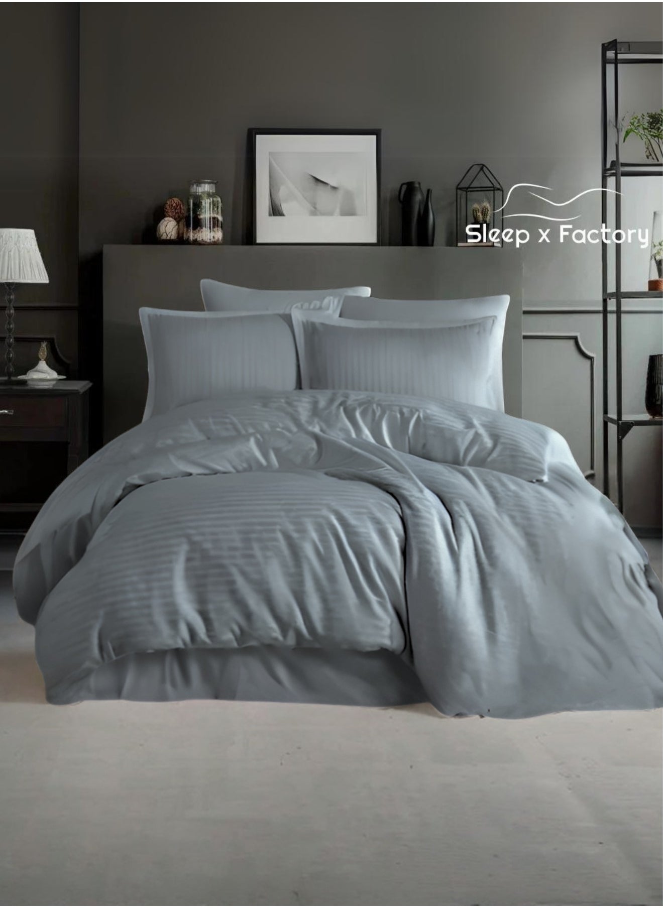 Sleep x Factory 7-Piece Hotel Style Grey Striped Comforter Set 160*200cm 