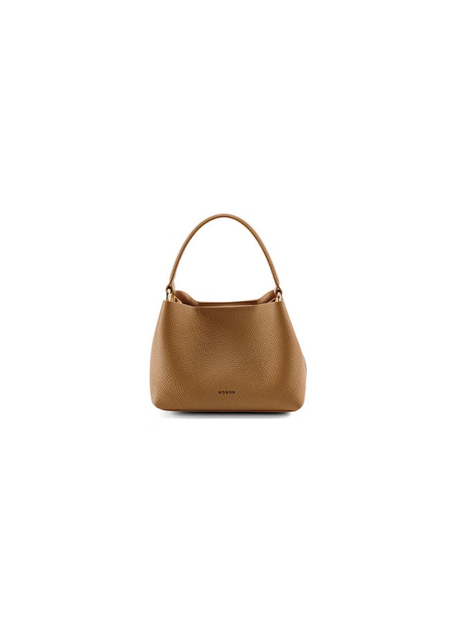 Hongu Women's Cowhide Leather Fashion Shoulder Handbag Crossbody Bag Bucket Bag 38 Festival Gift - Image 5