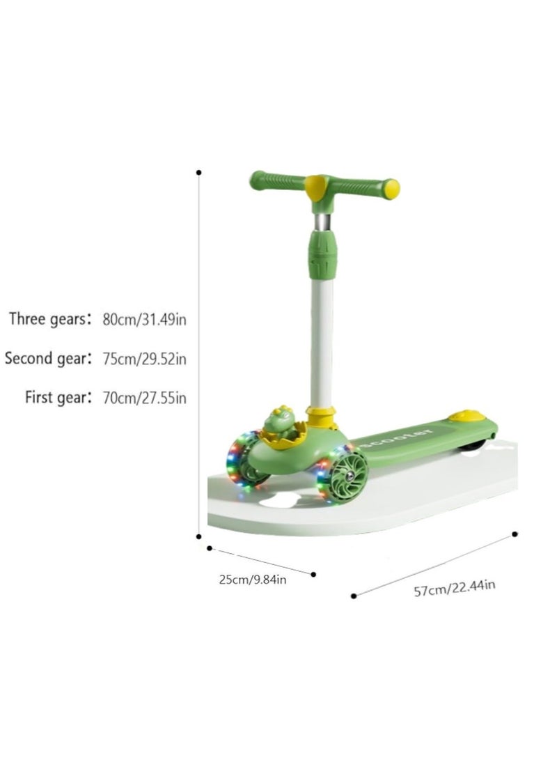 3 Wheel Scooter for Kids - Foldable & Unbreakable, 2-in-1 Kick Scooter with Music and Lights, Adjustable Height, Wide Deck, Flashing Wheel Light (Green)  - Image 3