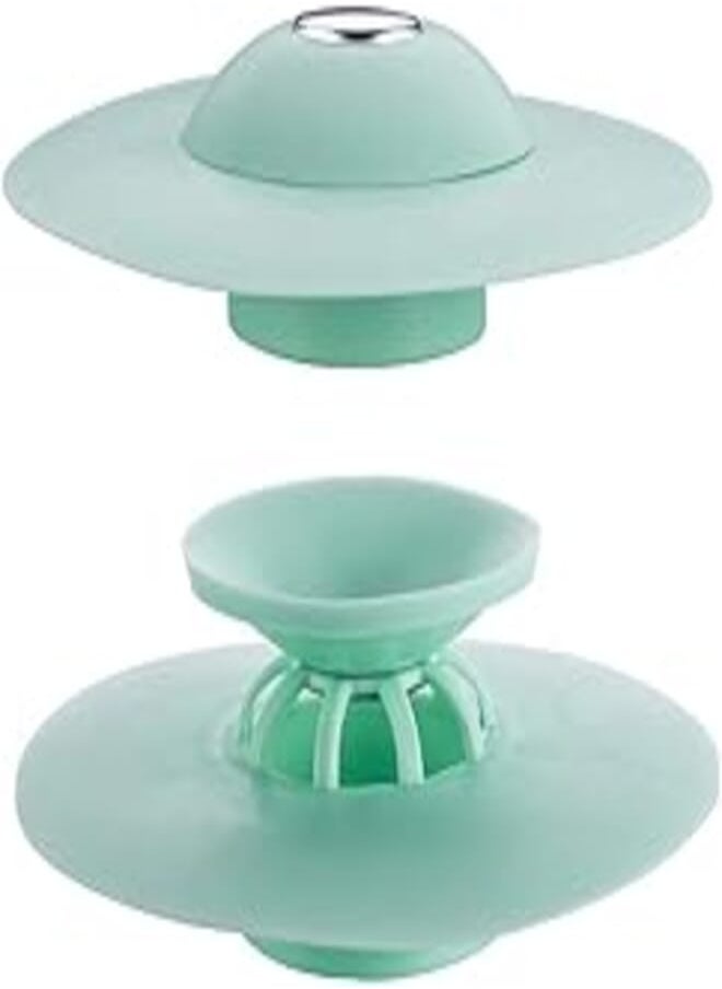 SHOWAY - 2Pcs Shower Drain Stopper Plug Bathtub Cover Portable Silicone Hot Bath Tub Strainers Protectors, Green - Image 1