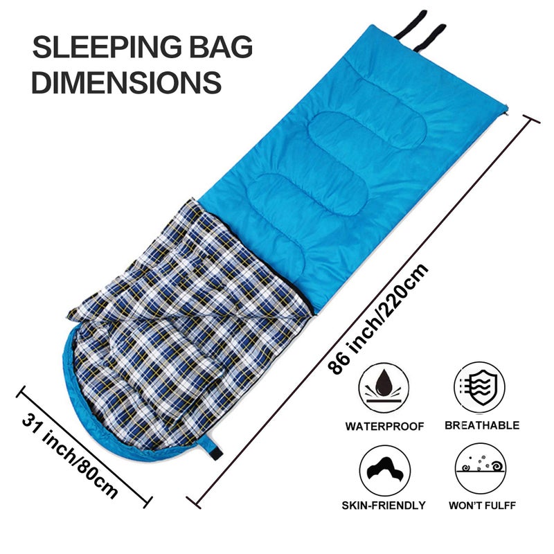 DESERT & FOX Cotton Flannel Sleeping Bags with Pillow, 4 Season Warm & Cold Weather Envelope Compression Sack, Lightweight & Portable Backpacking Sleeping Bag for Outdoor Camping, Hiking, Traveling - Image 2