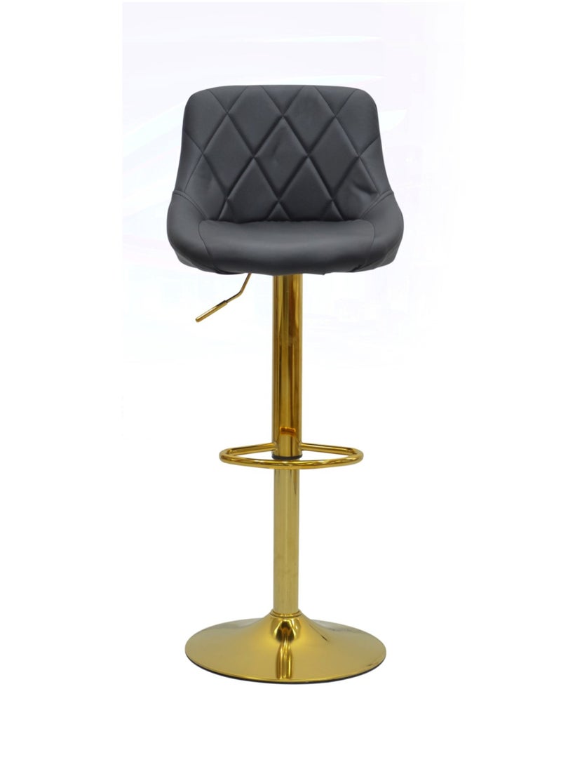 KARNAK 2-Pieces Bar Stools Modern Pu Leather Adjustable Swivel Barstools, Armless & Hydraulic Kitchen Counter Bar Stool Synthetic Leather Extra Height Barstool With Back Color (Black & Gold)  - Image 1