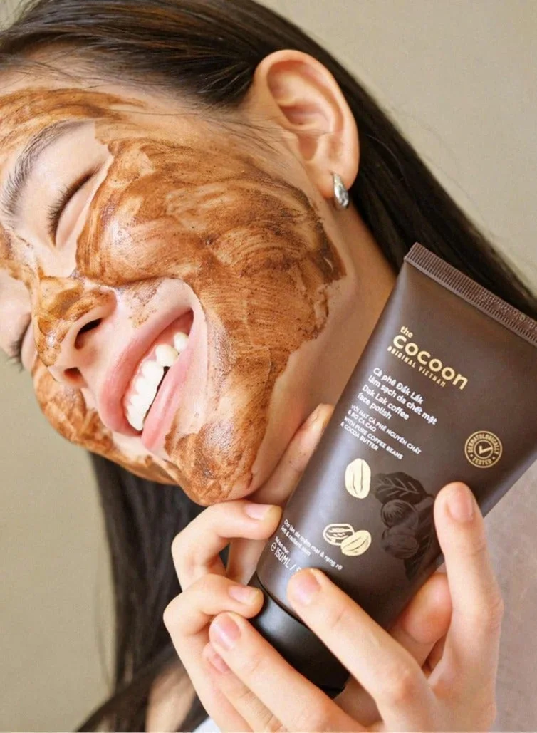 The Cocoon Original Vietnam  Dak Lak Coffee Face Scrub & Face Polish 150ml. Natural Coffee Face Exfoliator for Glowing Skin | Deep Pore Cleansing Facial Scrub with Cocoa Butter, Shea Butter & Vitamin E | Brightening Coffee Face Exfoliating Scrub  | Best Price UAE