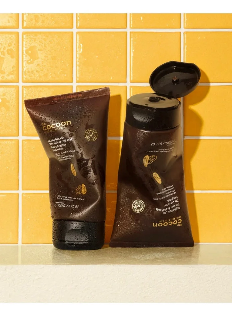 The Cocoon Original Vietnam  Dak Lak Coffee Face Scrub & Face Polish 150ml. Natural Coffee Face Exfoliator for Glowing Skin | Deep Pore Cleansing Facial Scrub with Cocoa Butter, Shea Butter & Vitamin E | Brightening Coffee Face Exfoliating Scrub  | Best Price UAE