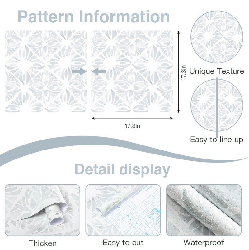 Fiula Blue Wallpaper Coastal Peel and Stick Wallpaper Boho 78.7"x17.3" Blue and White Wall Paper Geometric Contact Paper Textured Removable Vinyl Waterproof for Bathroom Bedroom Farmhouse Kitchen - Image 4