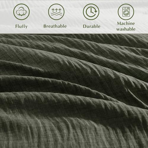 Geniospin Oversized King Comforter Set - 7 Pieces Comforter Oversized King, Soft Solid Bedding Set for All Season, Textured Bed in a Bag with Sheets, Pillowcases & Shams (Dark Green, 120''x98'') - Image 5