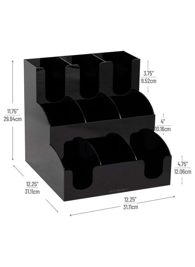 TPGP 9 Compartment 3 Layer Organizer, 36 x 36 x 36.5, Black - Image 2