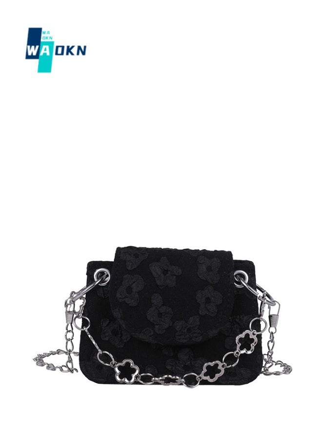 WAOKN Women's Trendy Shoulder Bag, Ladies Mini Chain Tote Bag Handbag Clutch Bag, PU Leather Flap Crossbody Bag Sling Bag Side Bag, Small Square Bag for College Students and Teenagers  - Image 1
