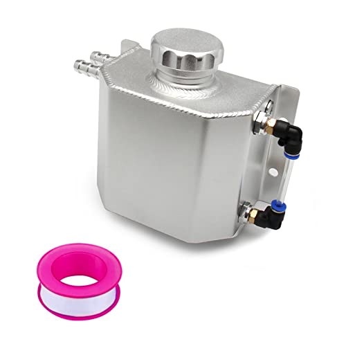 YIUIY Universal Coolant Reservoir Overflow Tank 1l Aluminum Coolant Radiator Expansion Tank Silver - Image 1