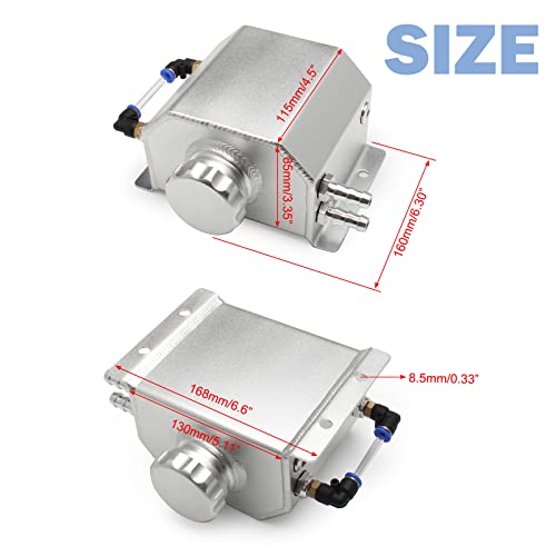 YIUIY Universal Coolant Reservoir Overflow Tank 1l Aluminum Coolant Radiator Expansion Tank Silver - Image 2