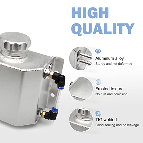 YIUIY Universal Coolant Reservoir Overflow Tank 1l Aluminum Coolant Radiator Expansion Tank Silver - Image 5