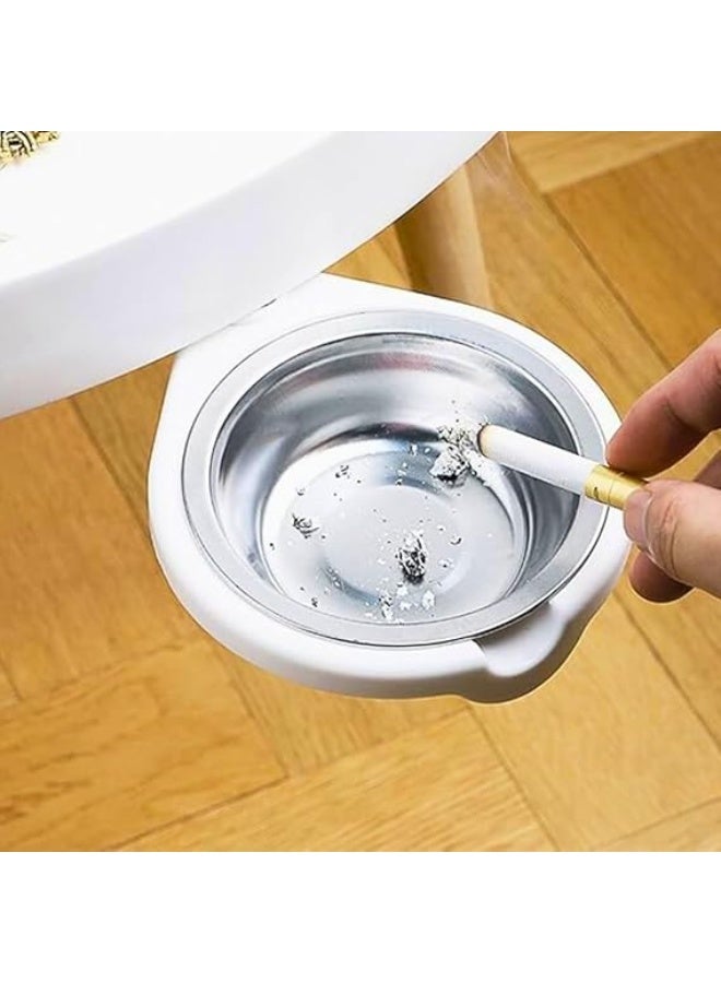 Under-Desk Hidden Ashtray with Lid (White) – 360° Rotating Stainless Steel Windproof Ashtray for Home & Office - Image 3