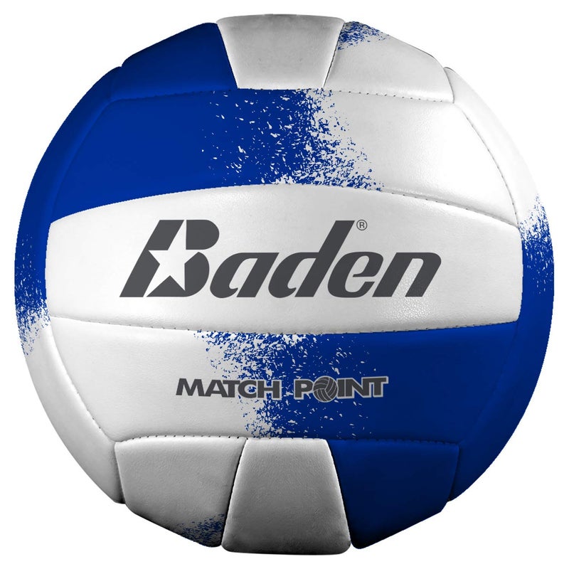Baden | Match Point | Cushioned Synthetic Leather | Outdoor Recreation Backyard Volleyball + College Camp Ball | All Ages | Official Size 5 | Royal Blue/White - Image 1