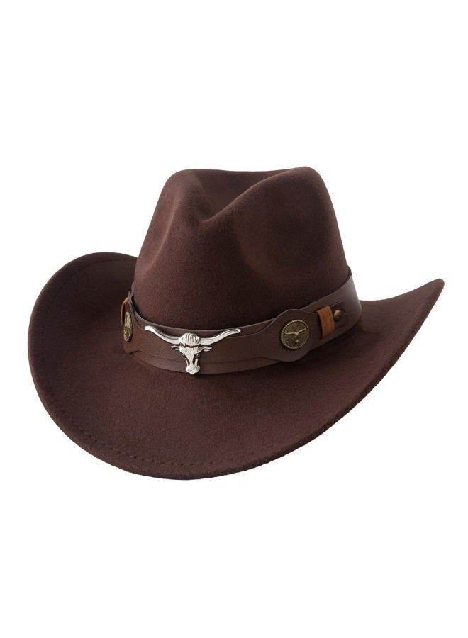 Jastore Kids Western Hats Boys Girls Cowboy Felt Hat Jazz Fedora Cowgirl Hats with Belt Buckle, Coffee, 1-3T - Image 1