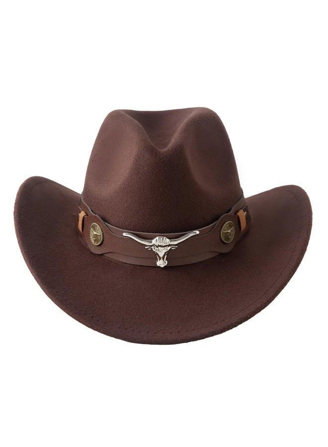 Jastore Kids Western Hats Boys Girls Cowboy Felt Hat Jazz Fedora Cowgirl Hats with Belt Buckle, Coffee, 1-3T - Image 3