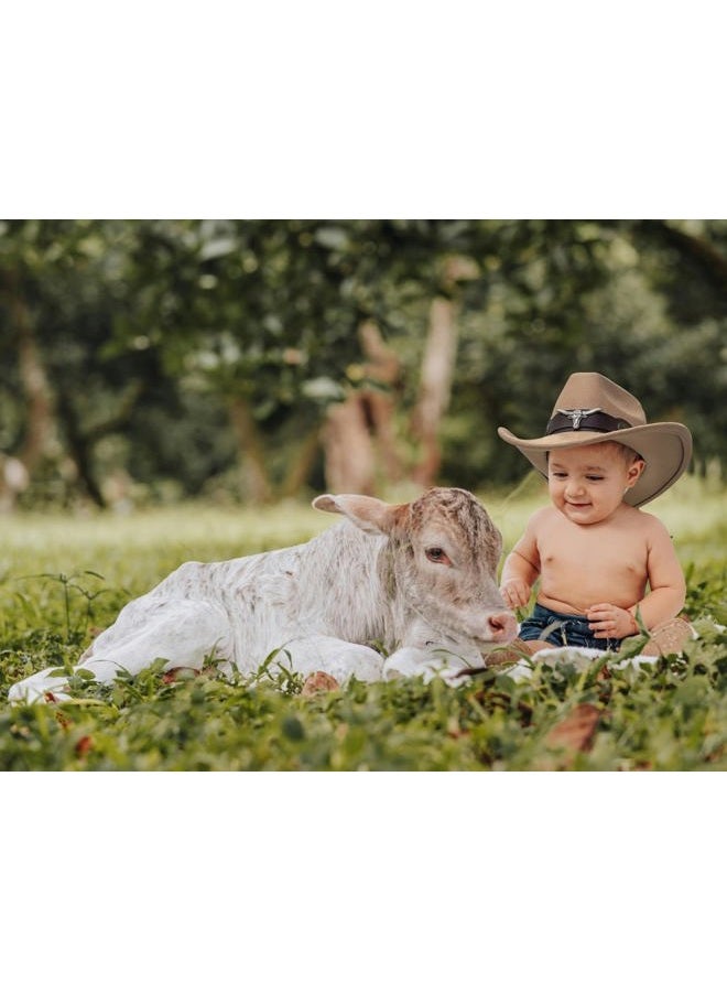 Jastore Kids Western Hats Boys Girls Cowboy Felt Hat Jazz Fedora Cowgirl Hats with Belt Buckle, Coffee, 1-3T - Image 5
