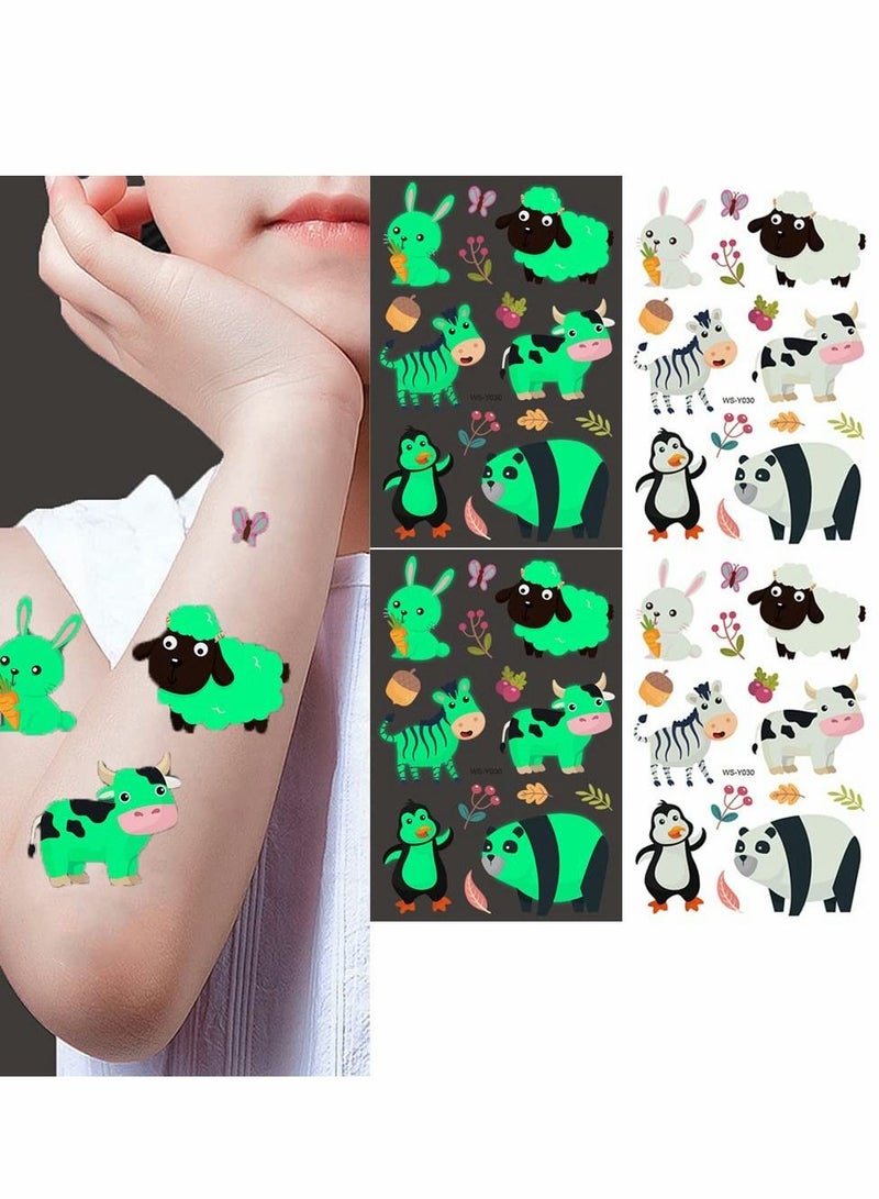 Suntown Glow Temporary Tattoos for Kids Waterproof Luminous Tattoo Sticker Glow Mixed Style Cartoon Tattoo Waterproof, Fake Tattoo Stickers Party Supplies Gifts for Boys and Girls, 10 Sheets (Animal) - Image 1