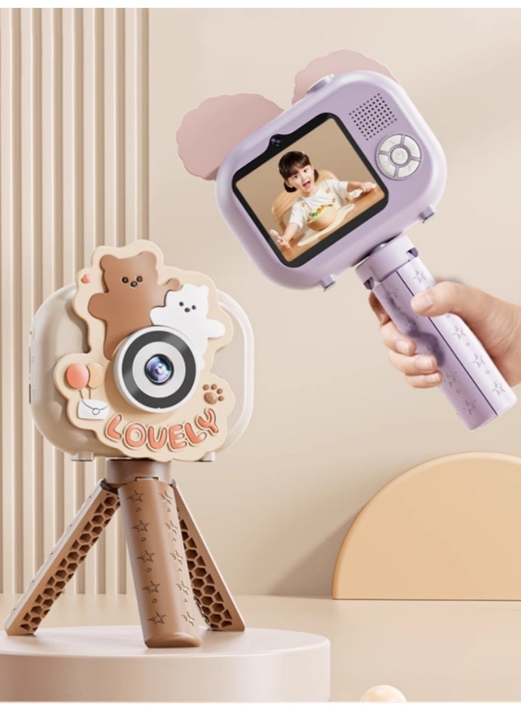 Children's Camera Can Take Photos. Baby's Birthday Gift. Children's Digital Camera【 Top Of The Line 64G Card 】 Strawberry Rabbit -9600W Ultra Clear Screen+Tripod - Image 4