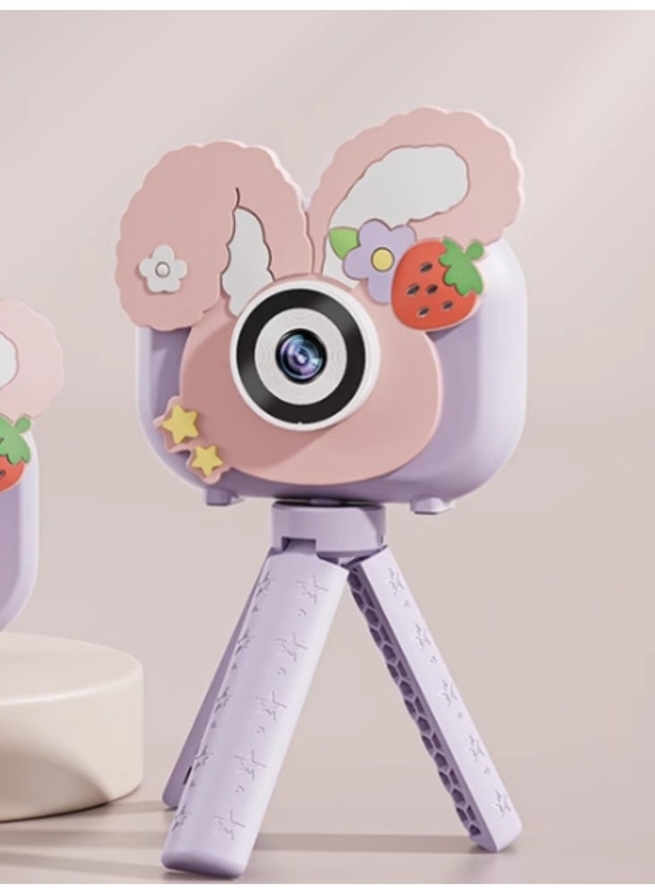 Children's Camera Can Take Photos. Baby's Birthday Gift. Children's Digital Camera【 Top Of The Line 64G Card 】 Strawberry Rabbit -9600W Ultra Clear Screen+Tripod - Image 1