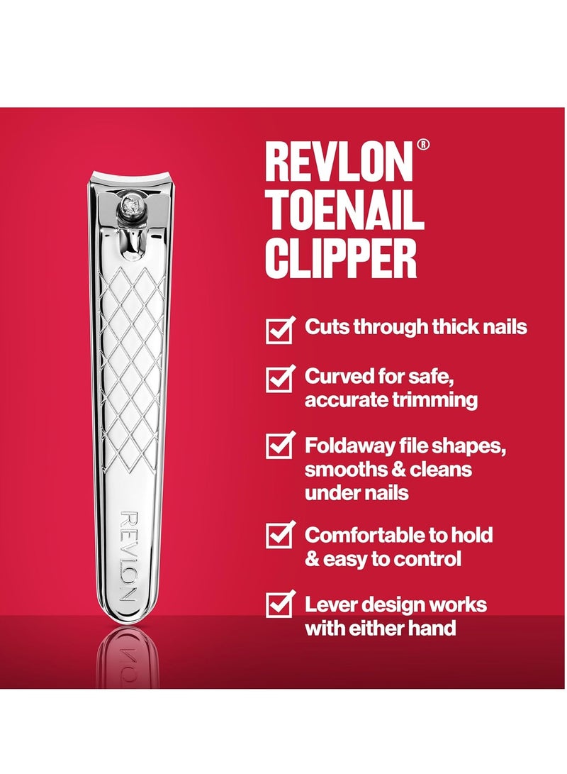 Revlon Nail Clipper, Gifts For Men & Women, Stocking Stuffers, Nail Care Tools, Curved Blade & Foldaway Nail File For Trimming & Grooming, Easy To Use (Pack Of 1) Silver - Image 2