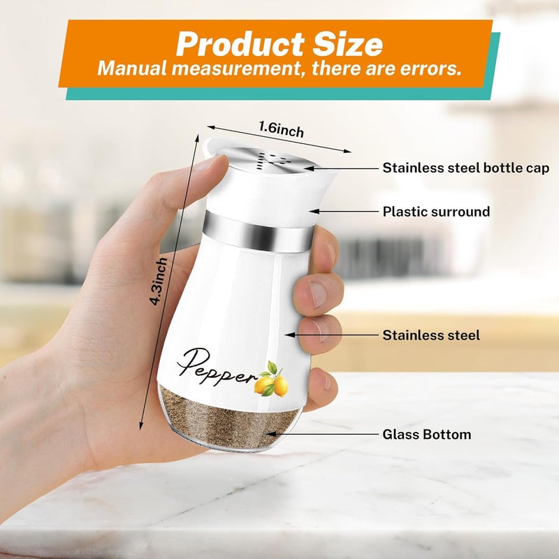 Arrozon Lemon Salt and Pepper Shakers Set,4 oz Glass Bottom Salt Pepper Shaker with Stainless Steel Lid Kitchen Decor and Accessories Farmhouse Gifts Refillable Design(Lemon) - Image 3