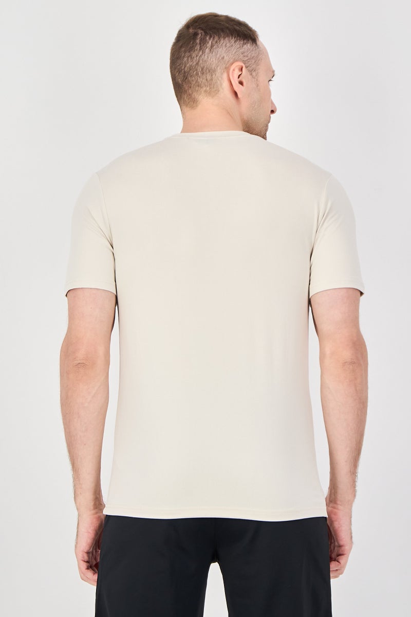 MOTION Men Sportswear Fit Short Sleeve Training T-Shirt, Beige - Image 3