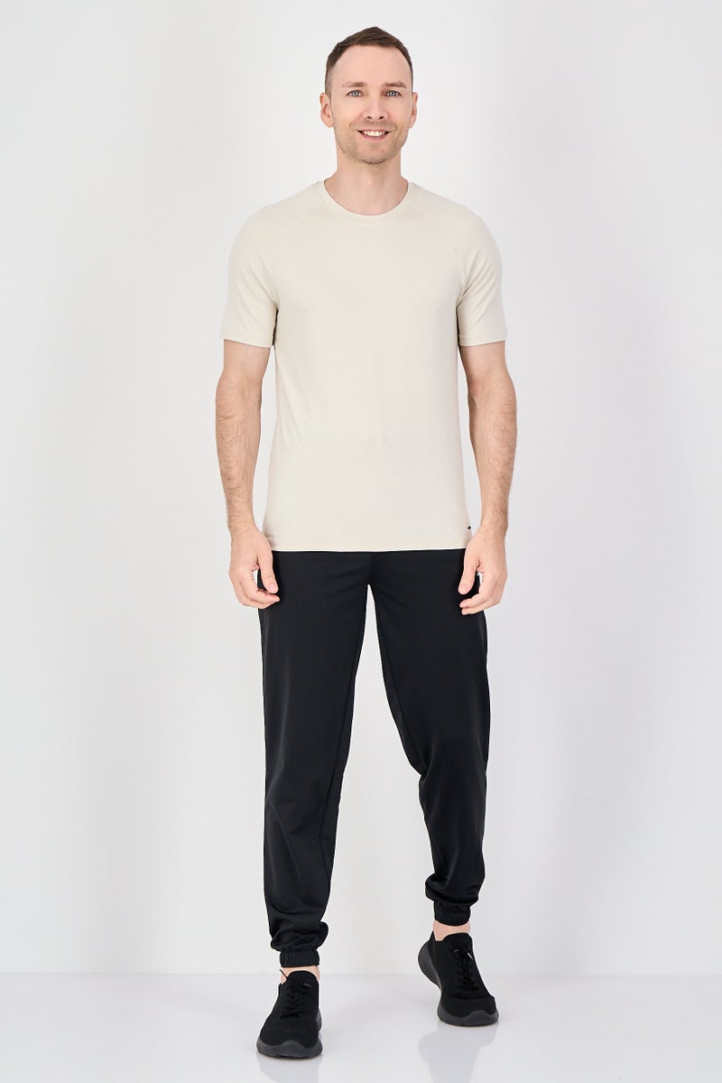 MOTION Men Sportswear Fit Short Sleeve Training T-Shirt, Beige - Image 4