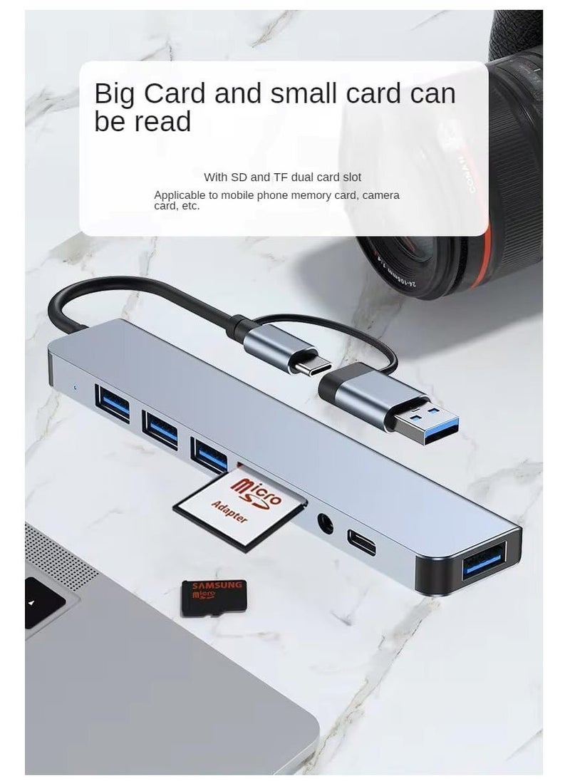 JAJEEK - 8-in-1 USB C Hub Type C Multiport Adapter with 4K HDMI, PD Power Delivery, Ethernet, USB-C, 2 USB Ports, SD/TF Card Reader – Compatible with MacBook Pro, XPS, Dell, HP, ASUS & Other Type-C Devices - Image 1