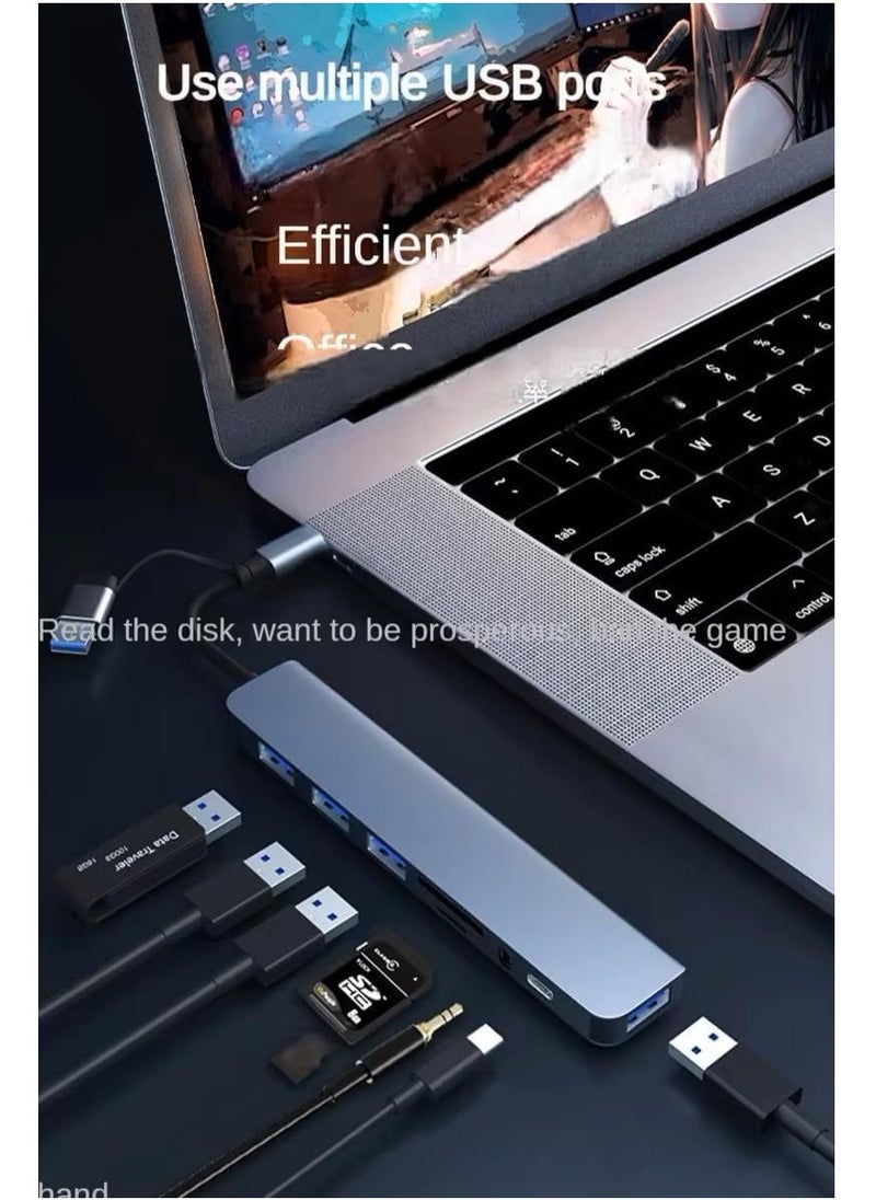 JAJEEK - 8-in-1 USB C Hub Type C Multiport Adapter with 4K HDMI, PD Power Delivery, Ethernet, USB-C, 2 USB Ports, SD/TF Card Reader – Compatible with MacBook Pro, XPS, Dell, HP, ASUS & Other Type-C Devices - Image 1