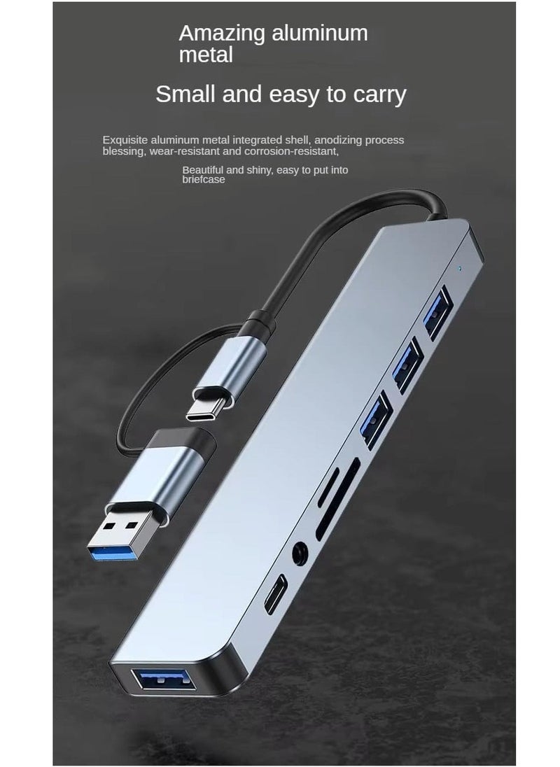 JAJEEK - 8-in-1 USB C Hub Type C Multiport Adapter with 4K HDMI, PD Power Delivery, Ethernet, USB-C, 2 USB Ports, SD/TF Card Reader – Compatible with MacBook Pro, XPS, Dell, HP, ASUS & Other Type-C Devices - Image 1