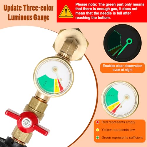 Luxiv 1+5Pcs Propane Refill Adapter for 1 Lb Tank, Luxiv 1P Propane Refill Elbow Adapter with Gauge and Valve, 4P 1LB Bottles Cap, 1 Sealing Tape from 5-40LB to 1LB Tank - Image 4