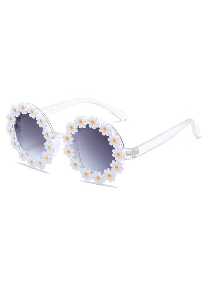 Ailily Kids Sun Glasses, Cute Sunflower Kids Sun Glasses, Suitable for Kids Girls Boys UV400 Protection Sun Glasses, Flexible Frames Girls Boys 2-10 Years Old Sun Glasses Fashion Seaside Vacation - White - Image 1