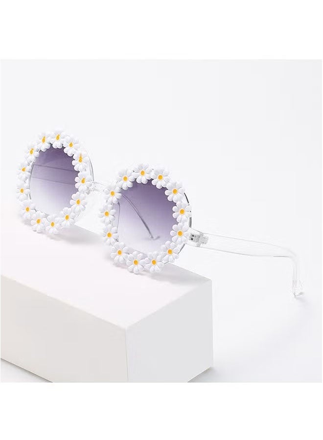 Ailily Kids Sun Glasses, Cute Sunflower Kids Sun Glasses, Suitable for Kids Girls Boys UV400 Protection Sun Glasses, Flexible Frames Girls Boys 2-10 Years Old Sun Glasses Fashion Seaside Vacation - White - Image 5