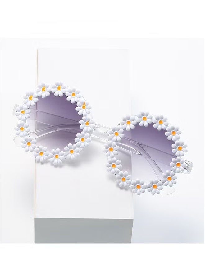 Ailily Kids Sun Glasses, Cute Sunflower Kids Sun Glasses, Suitable for Kids Girls Boys UV400 Protection Sun Glasses, Flexible Frames Girls Boys 2-10 Years Old Sun Glasses Fashion Seaside Vacation - White - Image 4