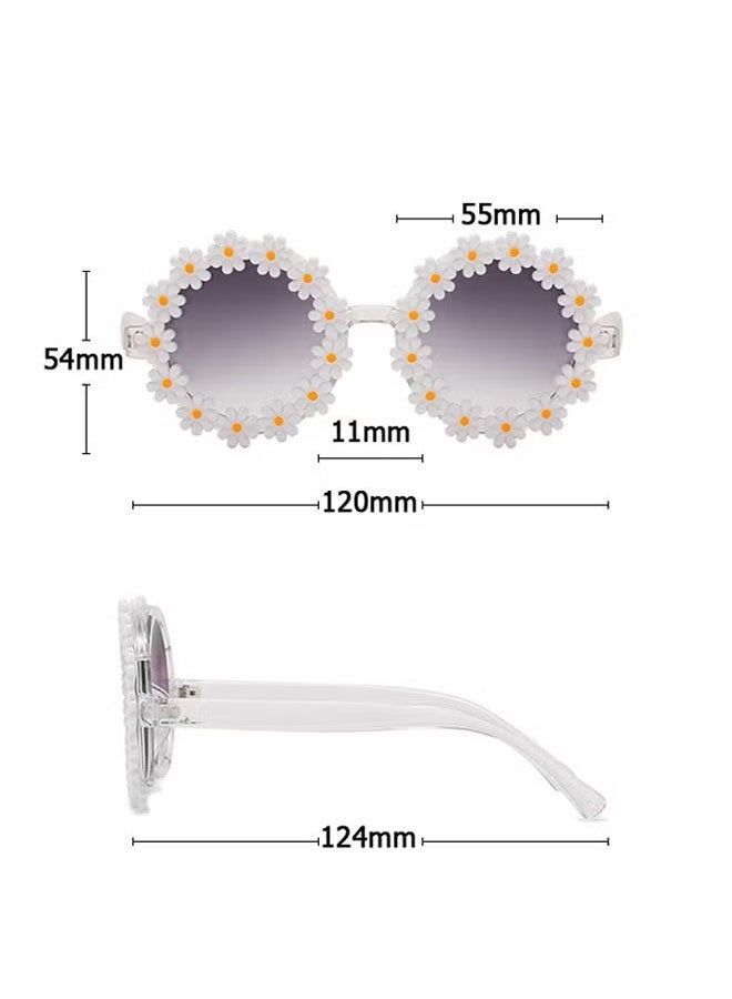 Ailily Kids Sun Glasses, Cute Sunflower Kids Sun Glasses, Suitable for Kids Girls Boys UV400 Protection Sun Glasses, Flexible Frames Girls Boys 2-10 Years Old Sun Glasses Fashion Seaside Vacation - White - Image 2
