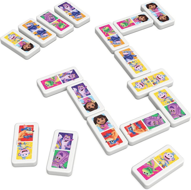 Spin Master Games Dora – Metal Box with 28 Dominoes – Explorers Characters – Board Game – Balance Game – Patience Reasoning – Storage and Transport Box – Cartoon Toy – Children's Toy 4 Years and Above - Image 3