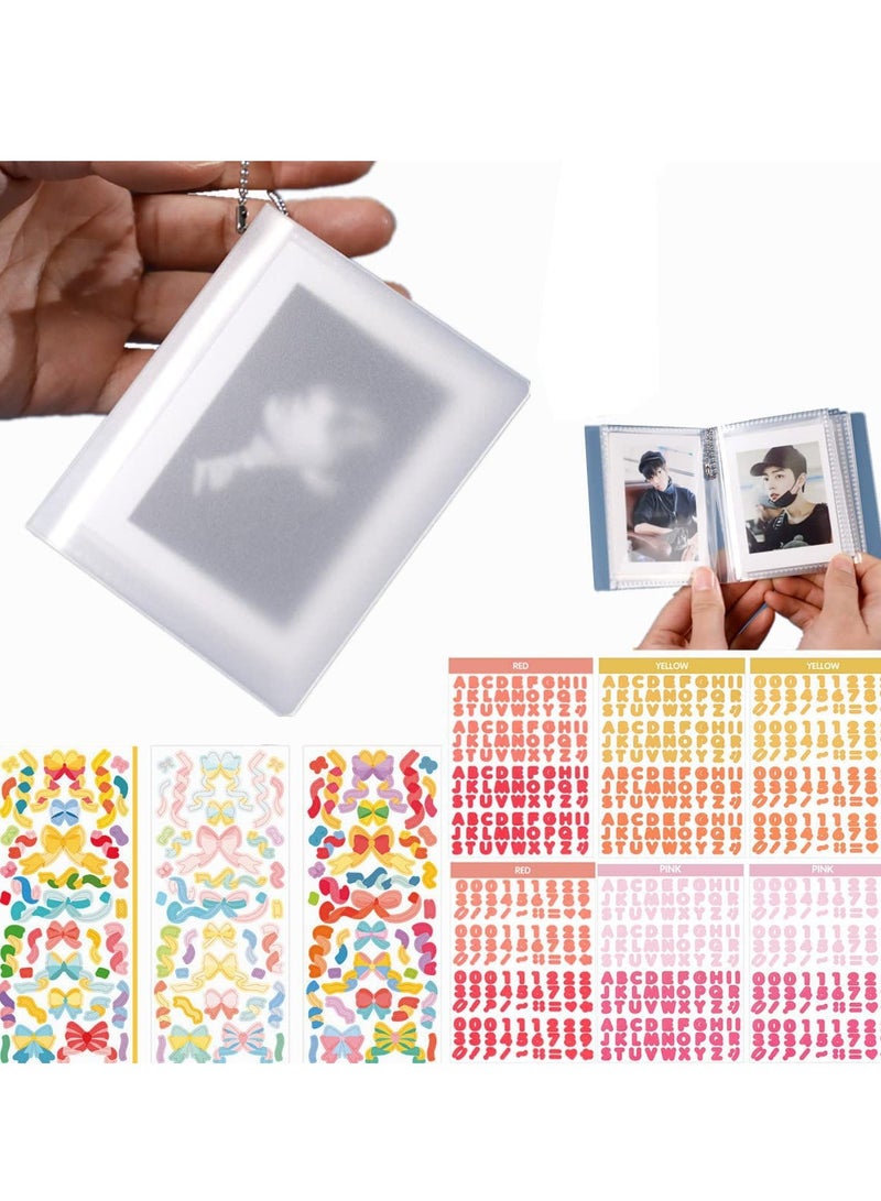 Zikra One Hand Kpop Photocard Holder Book Binder Photo Card Holders Sleeves for Album Trading Cards Instax Mini Film Polaroid Camera with 9 Sheets Kawaii Korean Stickers 2x3 36 Pockets - Image 1